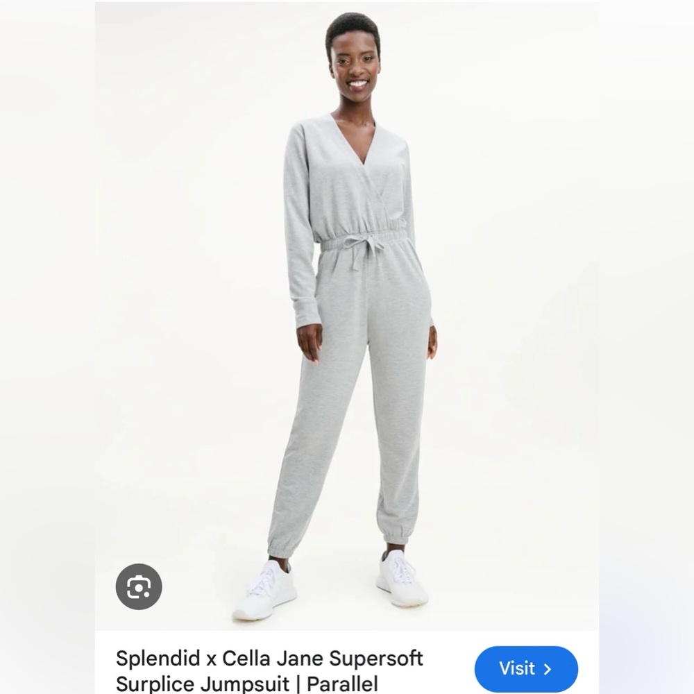 Splendid Light Gray Surplice Jumpsuit